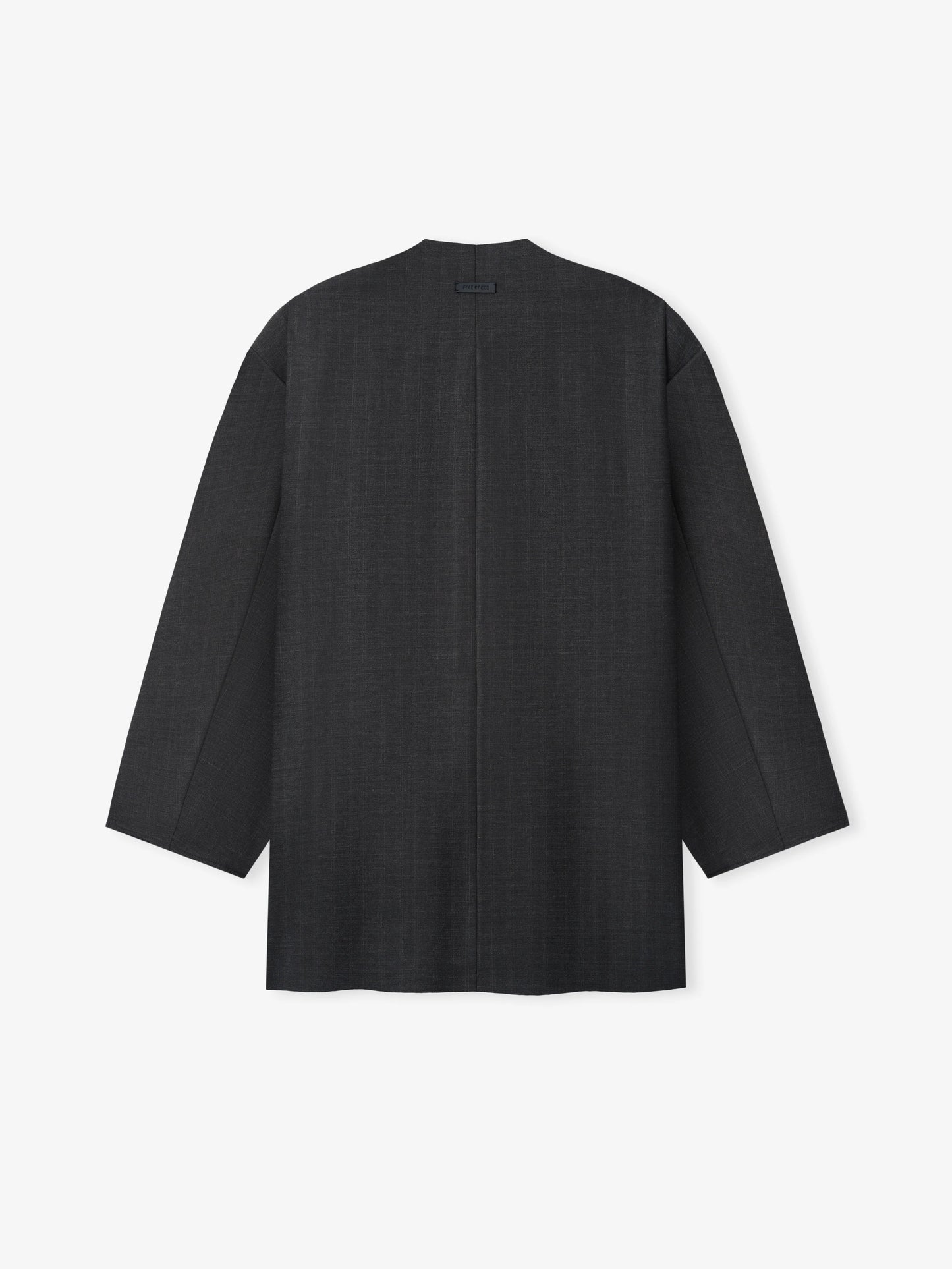 Fear of God Essentials Grey Striped Wool Collarless Sport Jacket